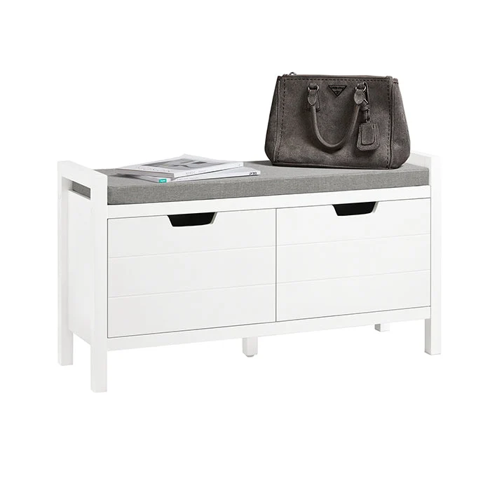 SoBuy | Sitzkommode | Sitzbank mit Sitzfläche | Schuhtruhe | Schuhschrank | Weiß | FSR63-II-W