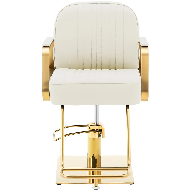 Fauteuil de coiffeur avec repose-pieds 200 kg inoxydable crème doré 14_0008957