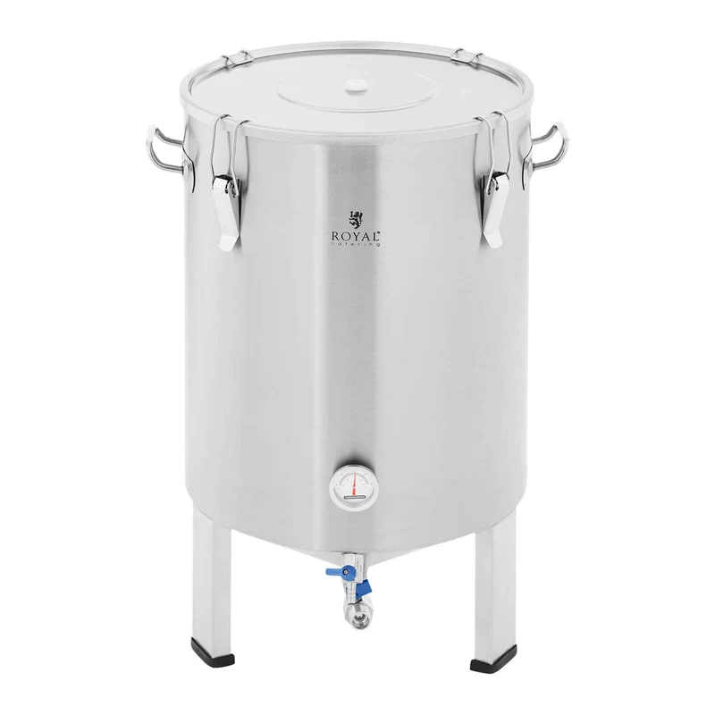 Cuve de fermentation fermenteur bière inox conique (60 litres, plage de température : 0-40 °c, thermomètre : °c / °f, double système de d'évacuation) 14_0004607