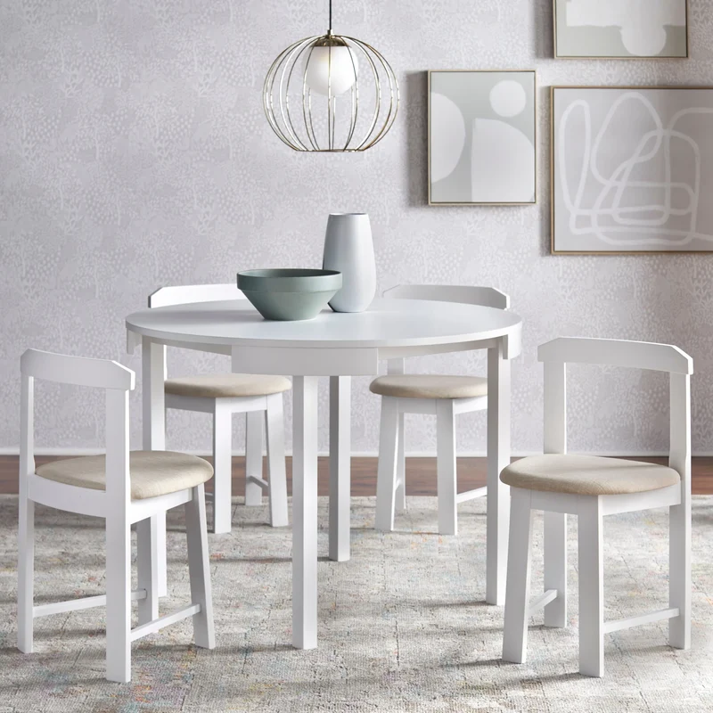 Ensemble de salle à manger rond compact 5 pièces Harrisburg Tobey