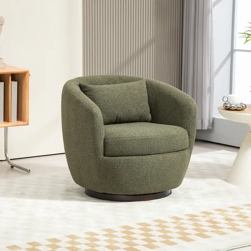 Fauteuil club pivotant rembourré avec rangement, chaise d'appoint moderne pour salon, chambre, bureau ou coin lecture
