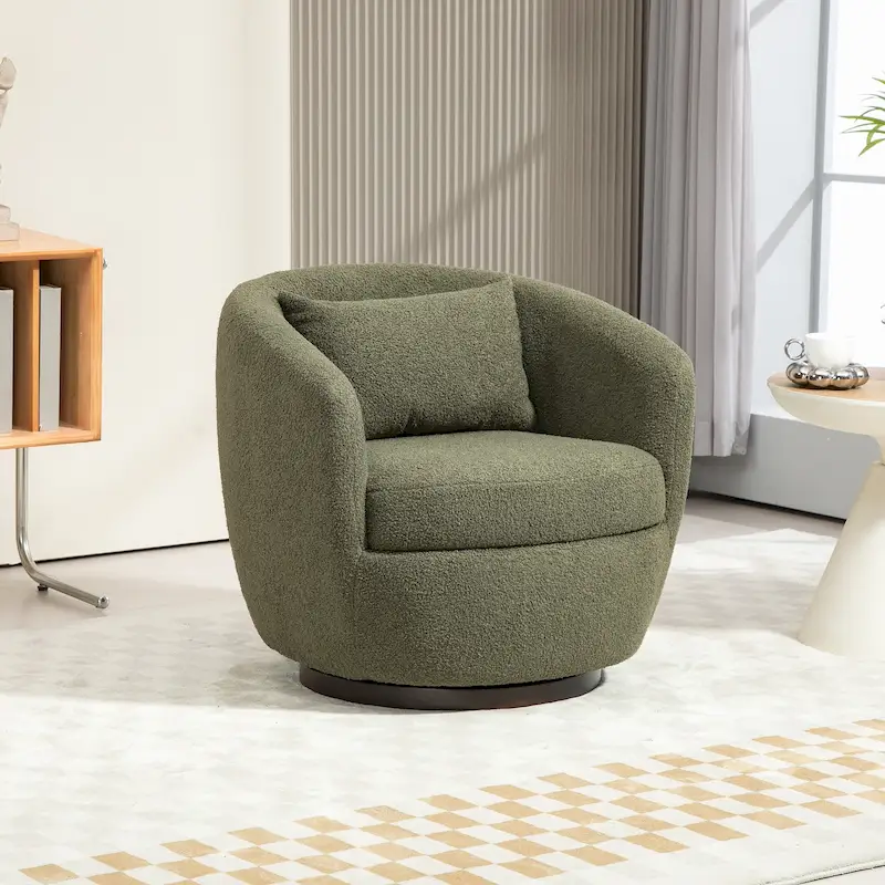 Fauteuil club pivotant rembourré avec rangement, chaise d'appoint moderne pour salon, chambre, bureau ou coin lecture