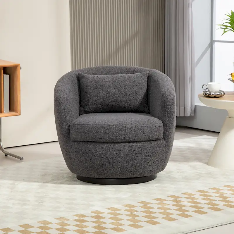 Fauteuil club pivotant rembourré avec rangement, chaise d'appoint moderne pour salon, chambre, bureau ou coin lecture