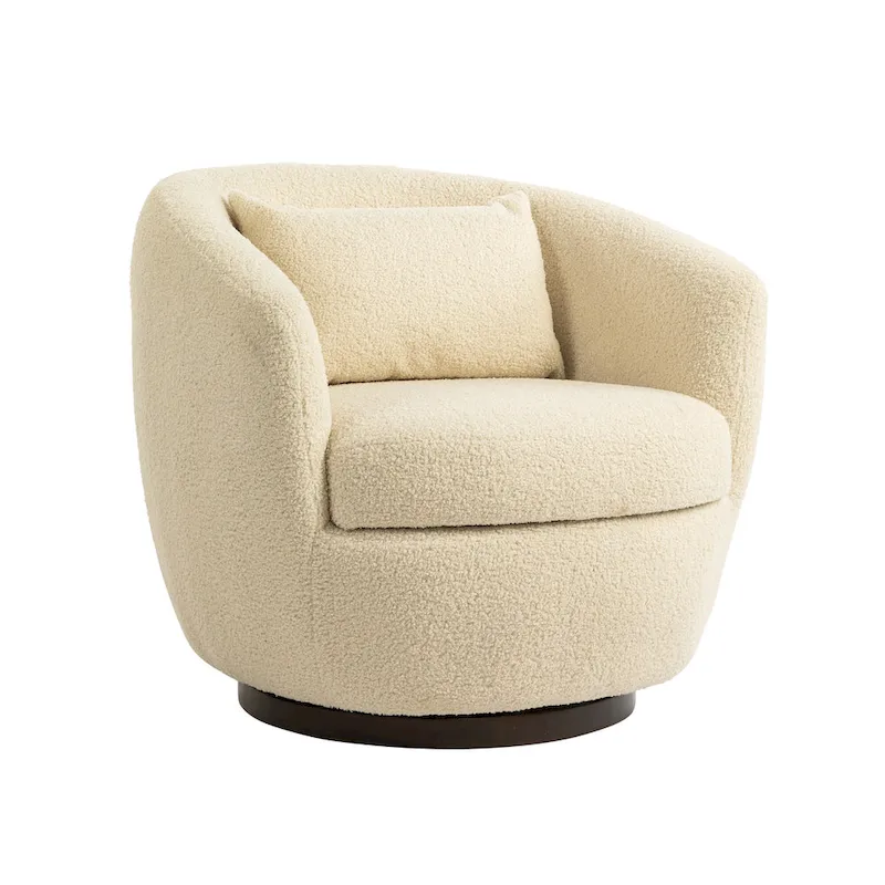 Fauteuil club pivotant rembourré avec rangement, chaise d'appoint moderne pour salon, chambre, bureau ou coin lecture