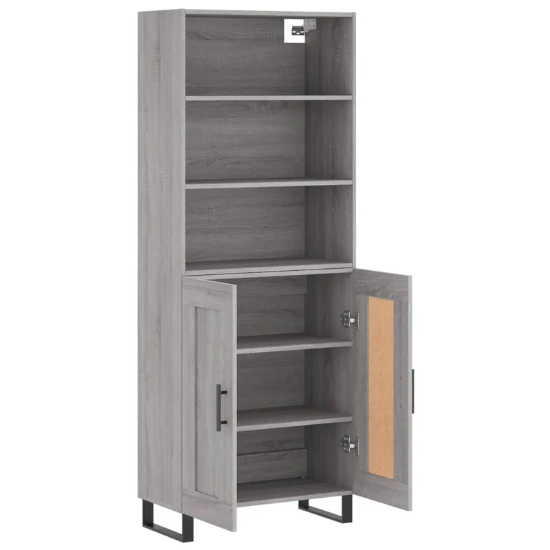 Buffet bahut commode armoire meuble de rangement organisateur cuisine salle de séjour salon haut sonoma 69,5 x 34 x 180 cm bois d'ingénierie gris 02_0035581