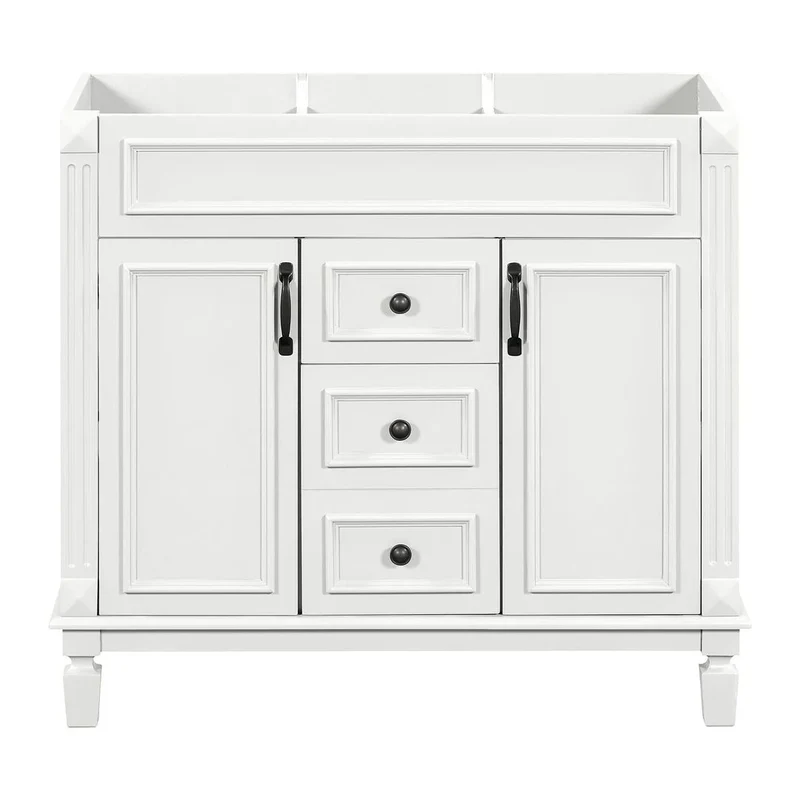 Meuble-lavabo de salle de bain moderne de 91 cm avec lavabo et armoire de toilette, 2 portes et 2 tiroirs