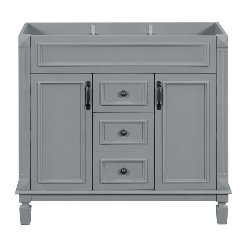 Meuble-lavabo de salle de bain moderne de 91 cm avec lavabo et armoire de toilette, 2 portes et 2 tiroirs