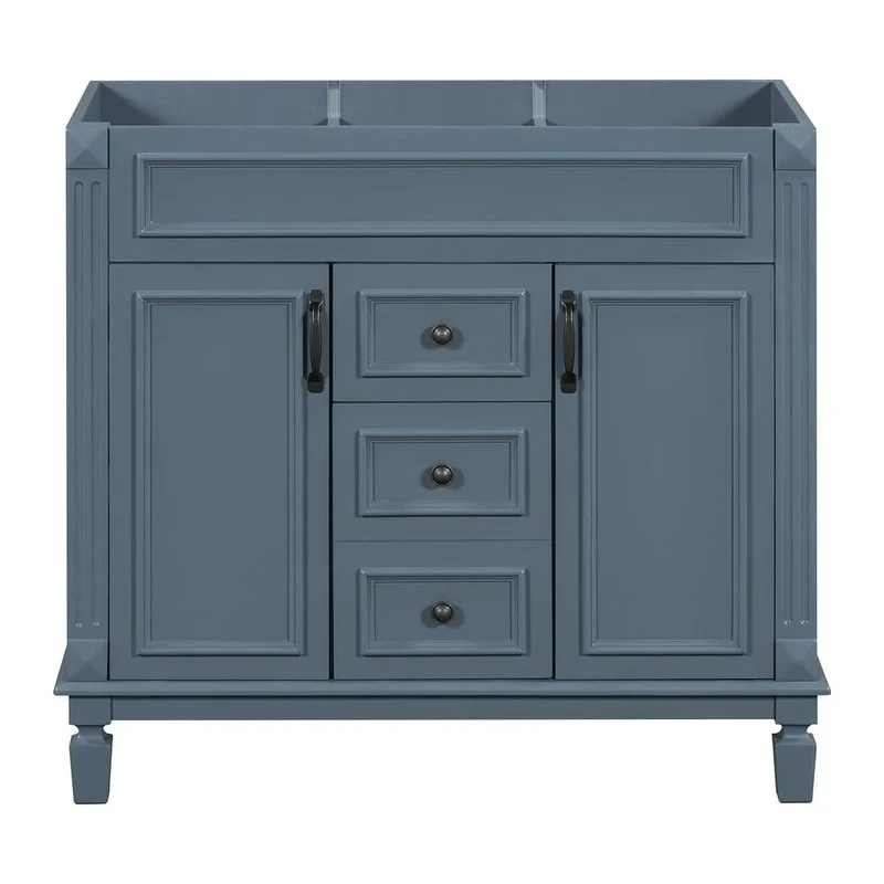 Meuble-lavabo de salle de bain moderne de 91 cm avec lavabo et armoire de toilette, 2 portes et 2 tiroirs