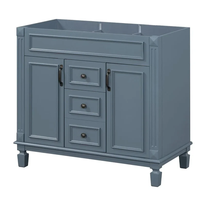 Meuble-lavabo de salle de bain moderne de 91 cm avec lavabo et armoire de toilette, 2 portes et 2 tiroirs