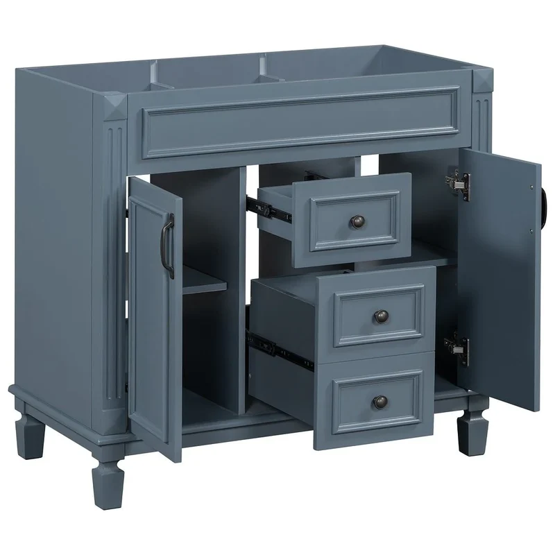 Meuble-lavabo de salle de bain moderne de 91 cm avec lavabo et armoire de toilette, 2 portes et 2 tiroirs