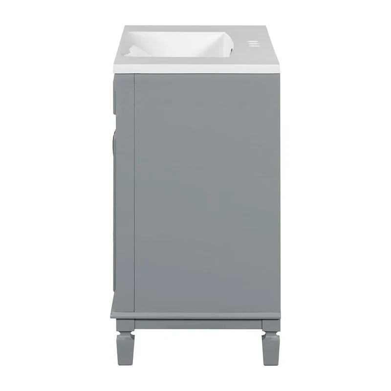 Meuble-lavabo de salle de bain moderne de 91 cm avec lavabo et armoire de toilette, 2 portes et 2 tiroirs