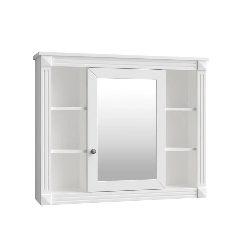 Meuble-lavabo de salle de bain moderne de 91 cm avec lavabo et armoire de toilette, 2 portes et 2 tiroirs