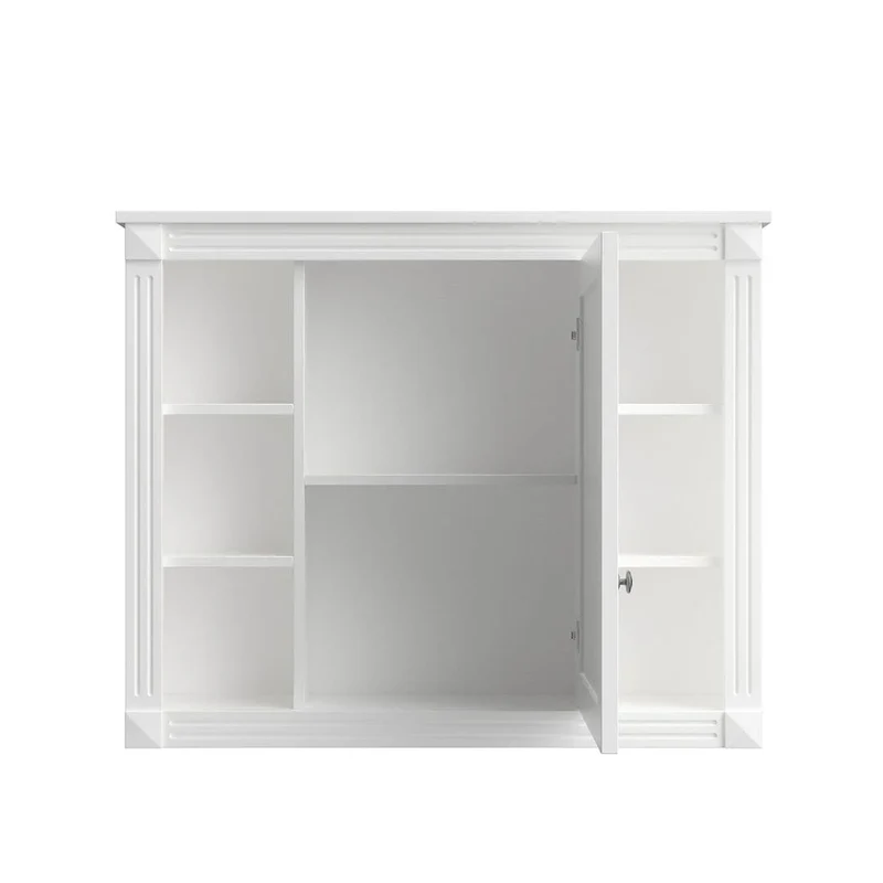 Meuble-lavabo de salle de bain moderne de 91 cm avec lavabo et armoire de toilette, 2 portes et 2 tiroirs