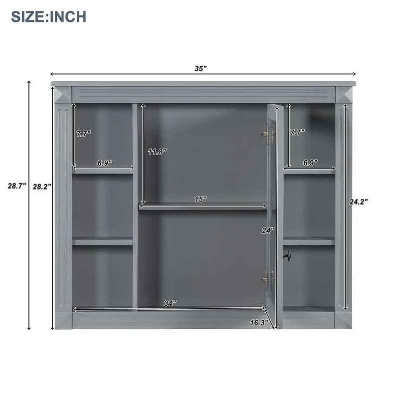 Meuble-lavabo de salle de bain moderne de 91 cm avec lavabo et armoire de toilette, 2 portes et 2 tiroirs