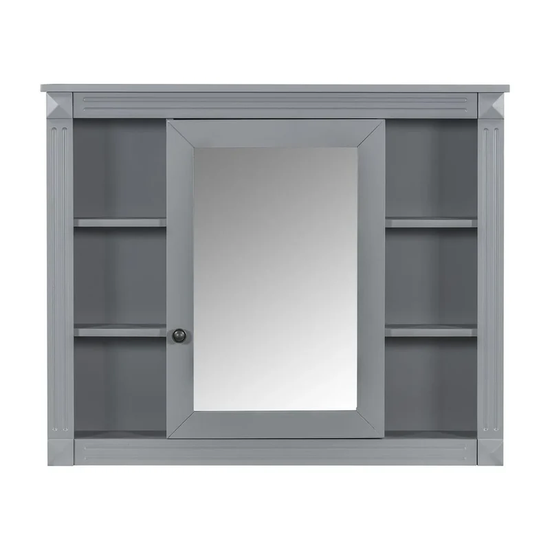 Meuble-lavabo de salle de bain moderne de 91 cm avec lavabo et armoire de toilette, 2 portes et 2 tiroirs