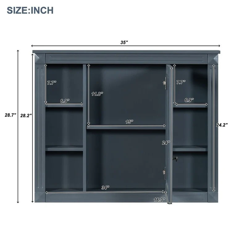 Meuble-lavabo de salle de bain moderne de 91 cm avec lavabo et armoire de toilette, 2 portes et 2 tiroirs