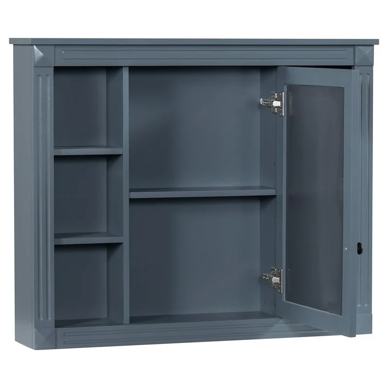 Meuble-lavabo de salle de bain moderne de 91 cm avec lavabo et armoire de toilette, 2 portes et 2 tiroirs
