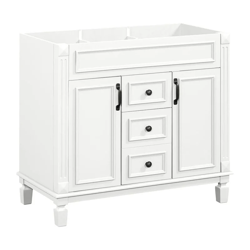 Meuble-lavabo de salle de bain moderne de 91 cm avec lavabo et armoire de toilette, 2 portes et 2 tiroirs