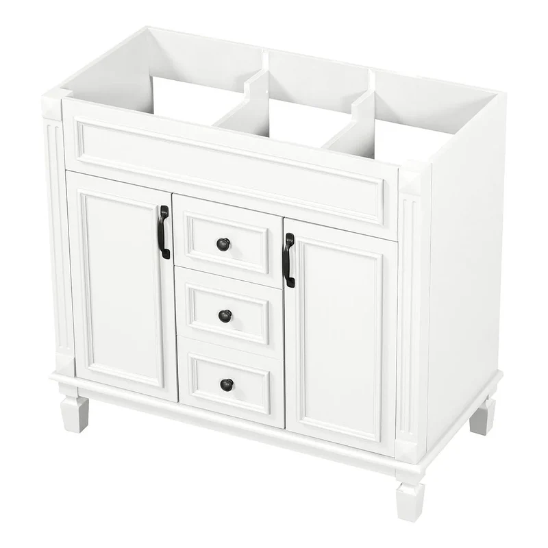 Meuble-lavabo de salle de bain moderne de 91 cm avec lavabo et armoire de toilette, 2 portes et 2 tiroirs