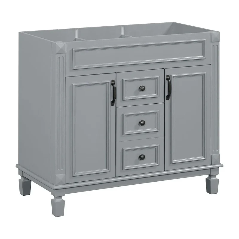 Meuble-lavabo de salle de bain moderne de 91 cm avec lavabo et armoire de toilette, 2 portes et 2 tiroirs