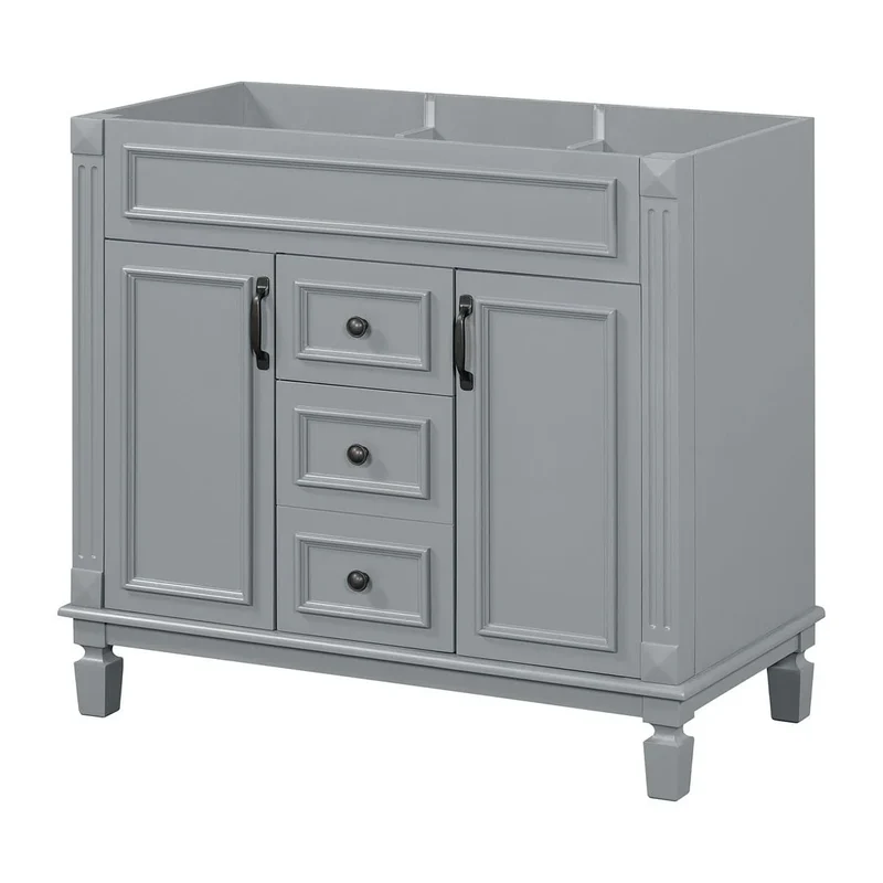 Meuble-lavabo de salle de bain moderne de 91 cm avec lavabo et armoire de toilette, 2 portes et 2 tiroirs