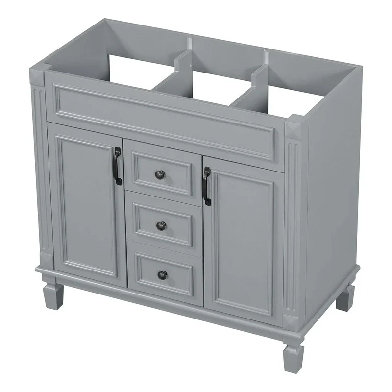 Meuble-lavabo de salle de bain moderne de 91 cm avec lavabo et armoire de toilette, 2 portes et 2 tiroirs