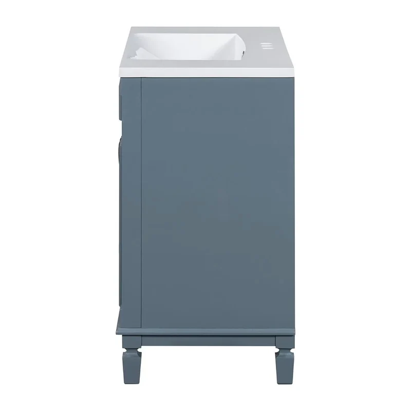 Meuble-lavabo de salle de bain moderne de 91 cm avec lavabo et armoire de toilette, 2 portes et 2 tiroirs