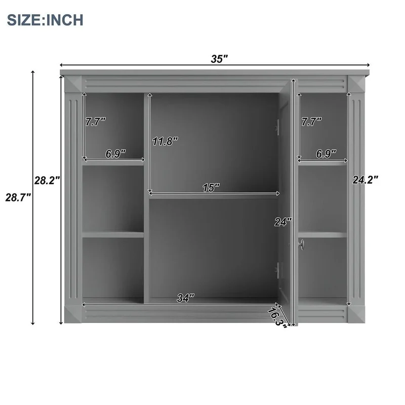 Meuble-lavabo de salle de bain moderne de 91 cm avec lavabo et armoire de toilette, 2 portes et 2 tiroirs