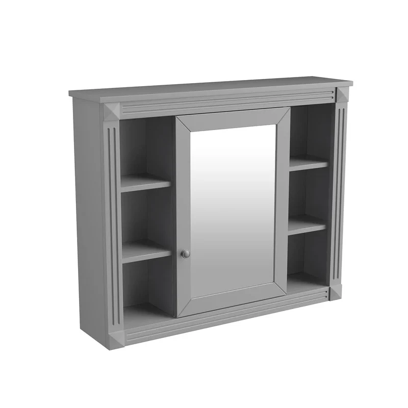 Meuble-lavabo de salle de bain moderne de 91 cm avec lavabo et armoire de toilette, 2 portes et 2 tiroirs