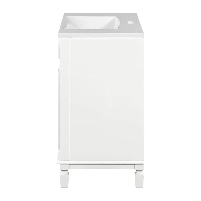 Meuble-lavabo de salle de bain moderne de 91 cm avec lavabo et armoire de toilette, 2 portes et 2 tiroirs