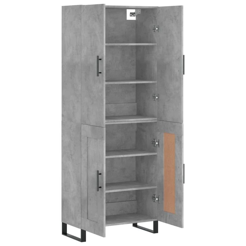 Buffet bahut commode armoire meuble de rangement organisateur cuisine salle de séjour salon haut 69,5 x 34 x 180 cm bois d'ingénierie gris 02_0034612