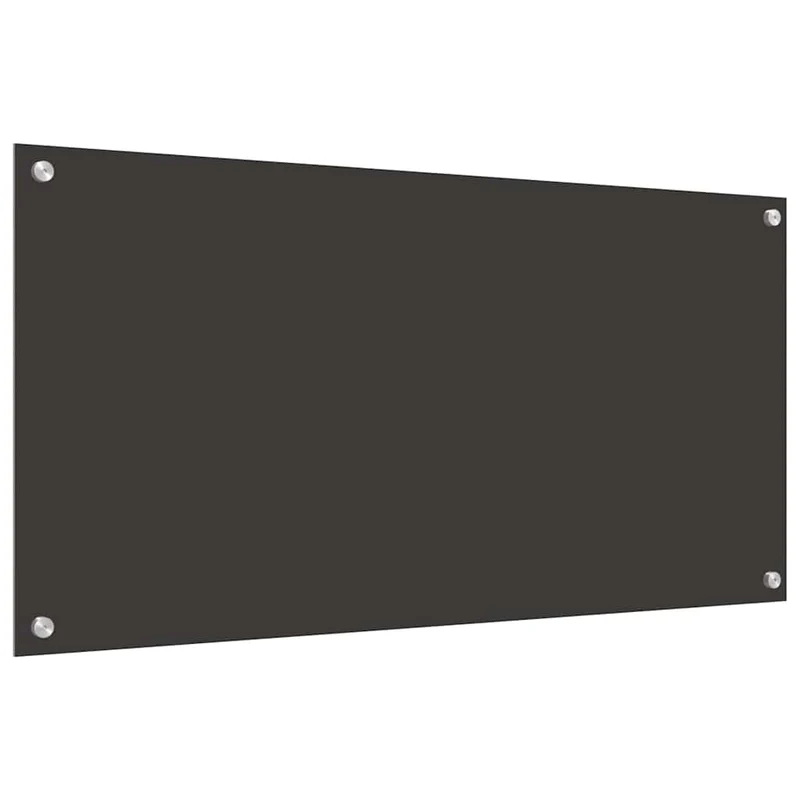 Lot de 2 dosserets de cuisine thermorésistants 100 x 50 cm design moderne épuré en verre trempé gris foncé 02_0056248