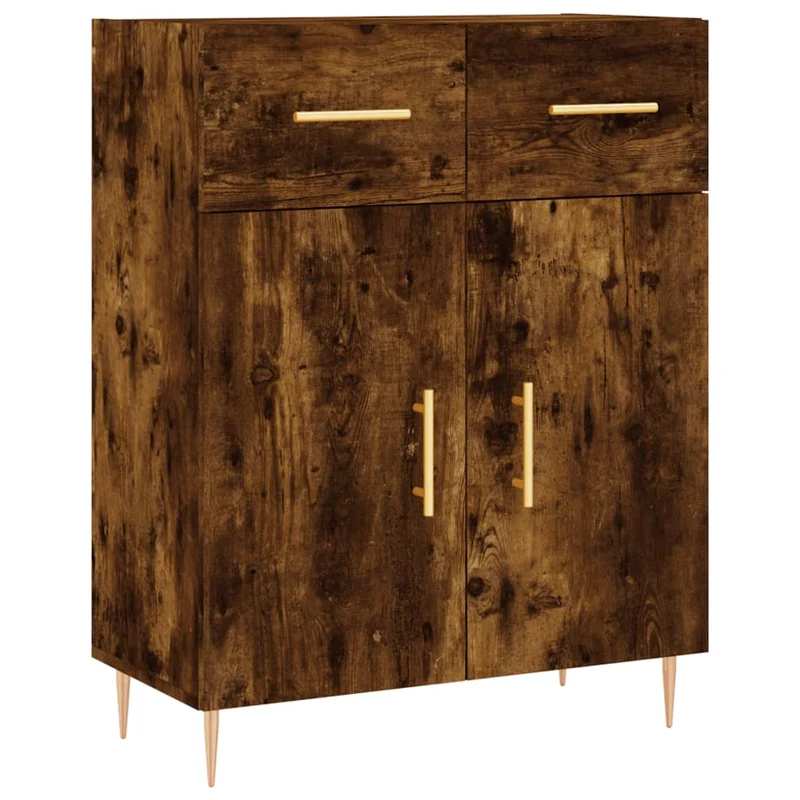 Buffet bahut commode armoire meuble de rangement organisateur cuisine salle de séjour salon haut 69,5 x 34 x 180 cm bois d'ingénierie marron 02_0033410