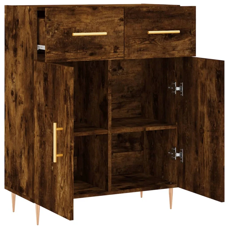 Buffet bahut commode armoire meuble de rangement organisateur cuisine salle de séjour salon 69,5 x 34 x 90 cm bois d'ingénierie marron 02_0031033