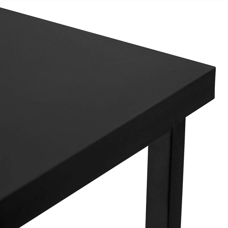 Table de comptoir de cuisine avec étagères de rangement à 2 niveaux pour étagères à boissons cadre en métal solide noir 19_0000362