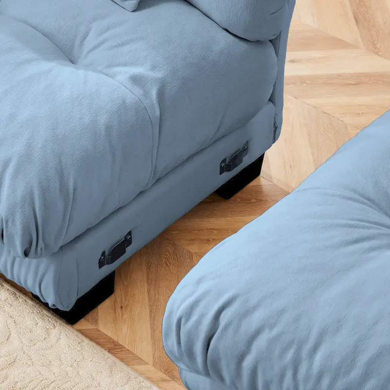 Canapé sectionnel d'angle en chenille avec oreillers lombaires