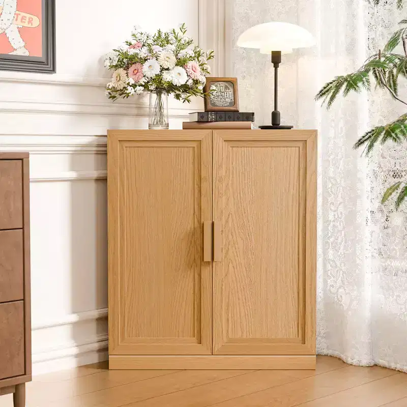 Meuble d'angle Dovelina avec étagères réglables, buffet, meuble à vin, meuble de cuisine et de salle à manger avec portes en bois - 31H x 31L, 36H x 31L
