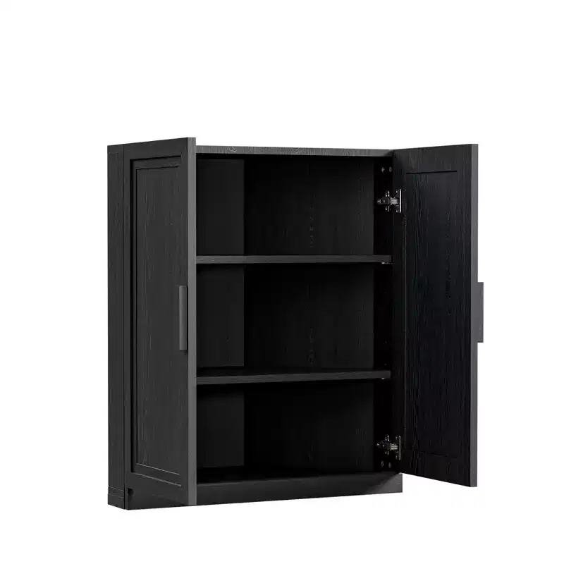 Meuble d'angle Dovelina avec étagères réglables, buffet, meuble à vin, meuble de cuisine et de salle à manger avec portes en bois - 31H x 31L, 36H x 31L