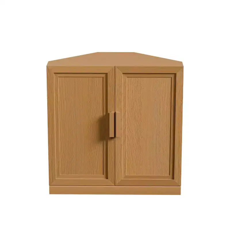 Meuble d'angle Dovelina avec étagères réglables, buffet, meuble à vin, meuble de cuisine et de salle à manger avec portes en bois - 31H x 31L, 36H x 31L