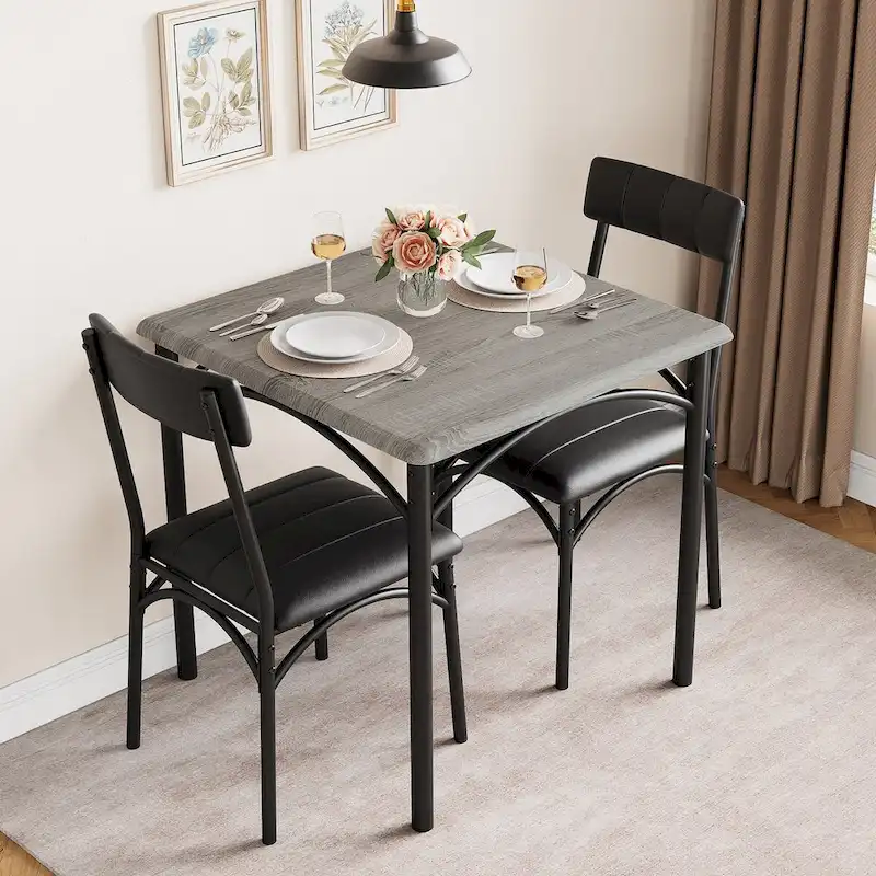 Ensemble table à manger et 2 chaises de cuisine rembourrées
