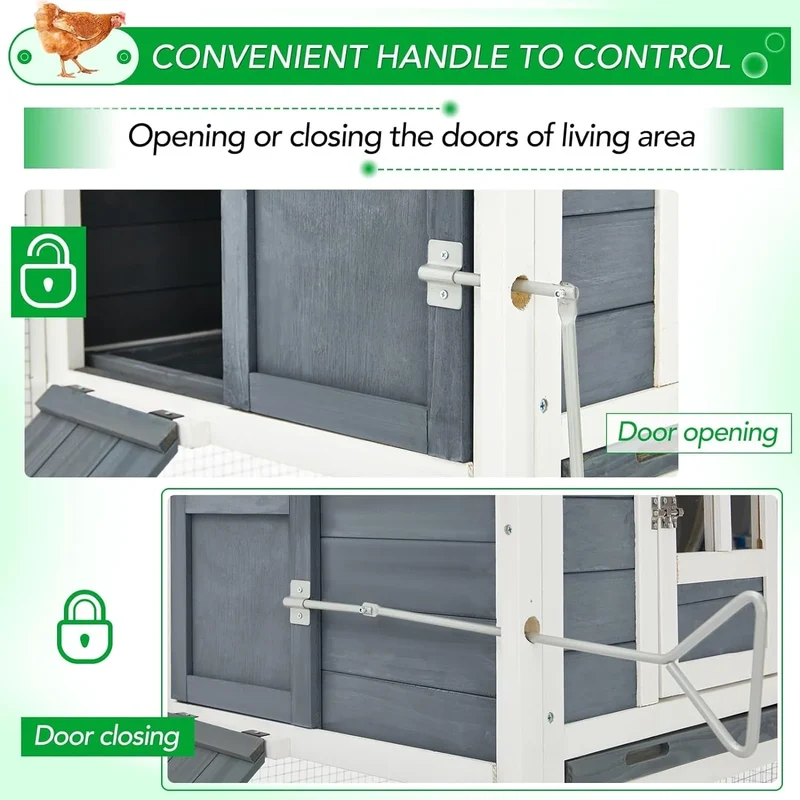 Grand poulailler AECOJOY 366 cm avec enclos, abri en bois, cage à volaille