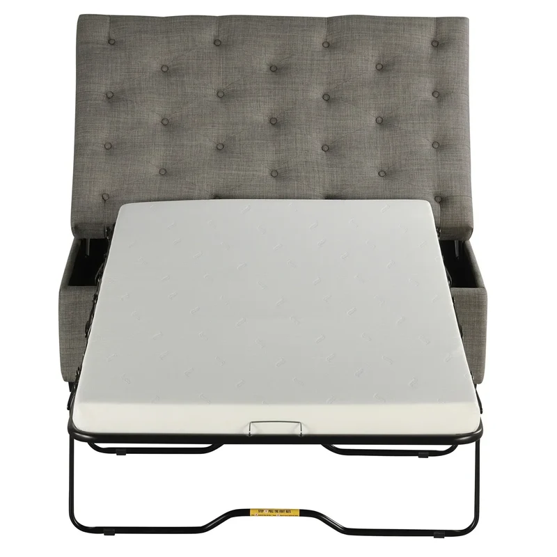 Pouf lit pliant, pouf de 126 cm avec lit pliant, pouf-lit convertible avec matelas à mémoire de forme et design capitonné