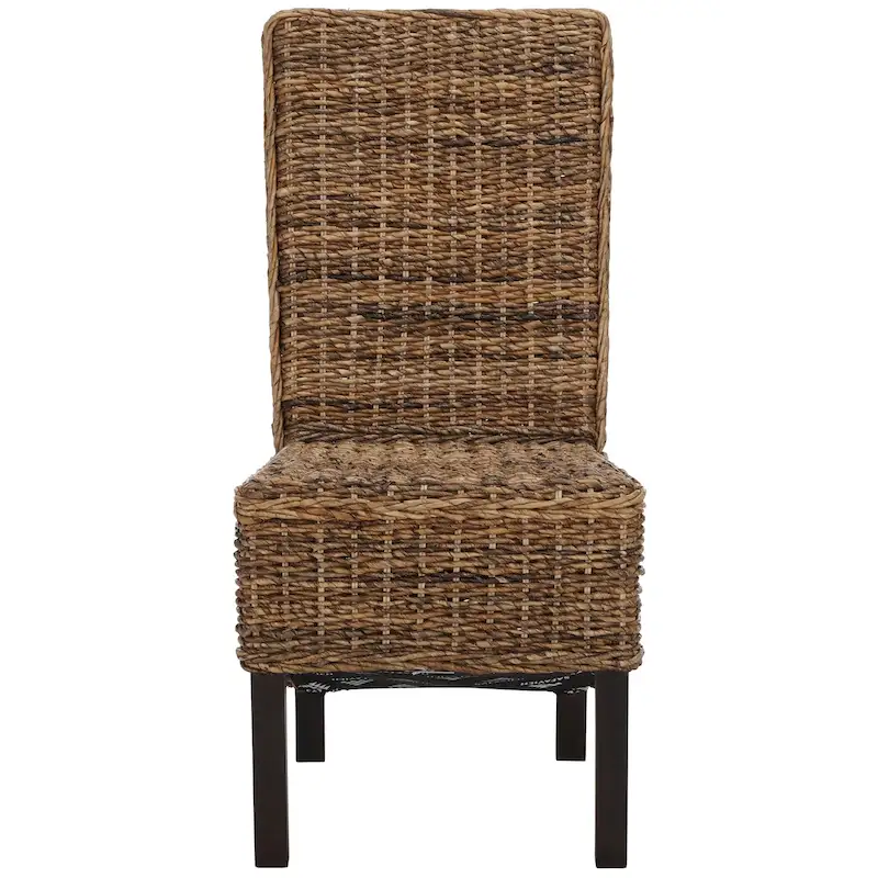Lot de 2 chaises de salle à manger en osier naturel 48L x 56P x 104H cm, style bohème côtier