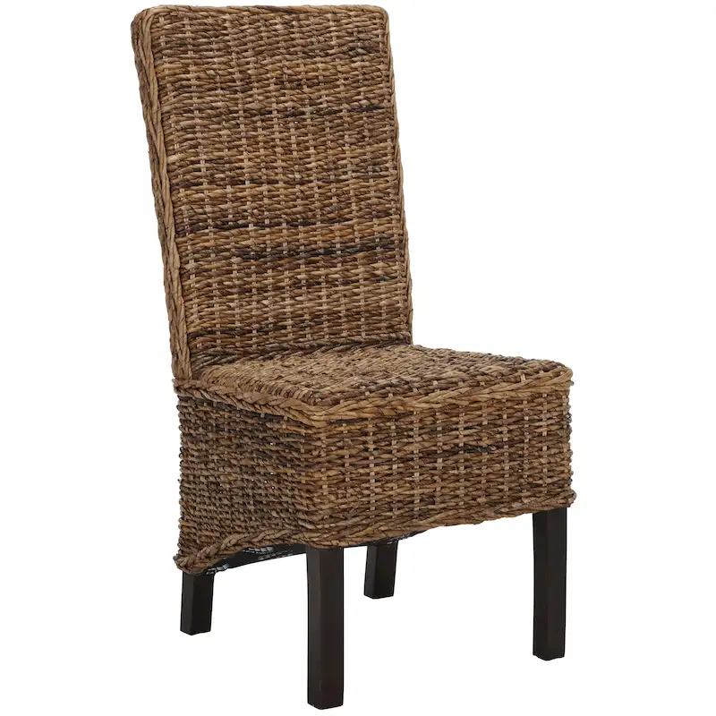 Lot de 2 chaises de salle à manger en osier naturel 48L x 56P x 104H cm, style bohème côtier