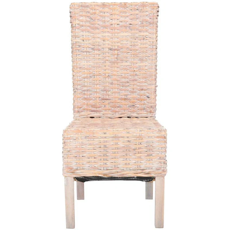 Lot de 2 chaises de salle à manger en osier naturel 48L x 56P x 104H cm, style bohème côtier