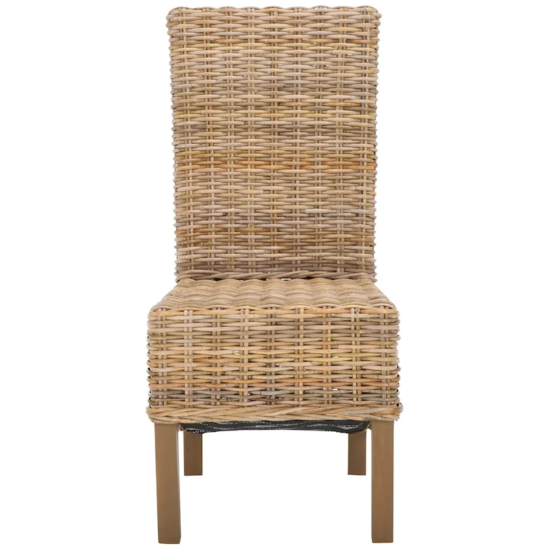 Lot de 2 chaises de salle à manger en osier naturel 48L x 56P x 104H cm, style bohème côtier