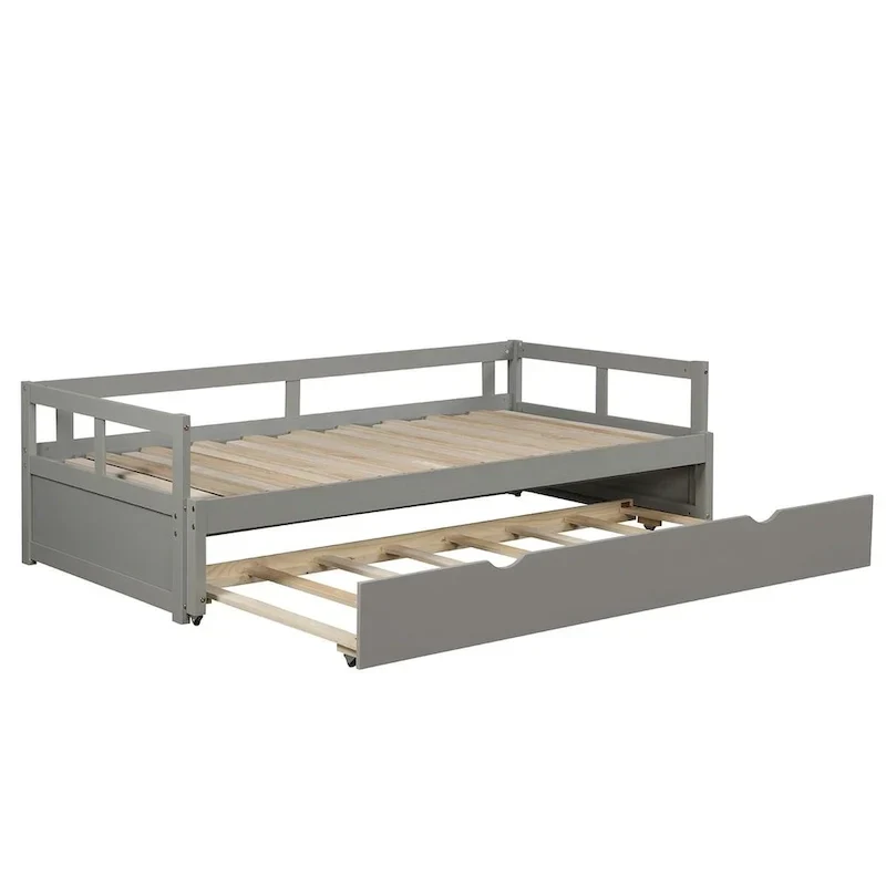 Lit gigogne extensible, Lit gigogne en bois avec tiroir-lit