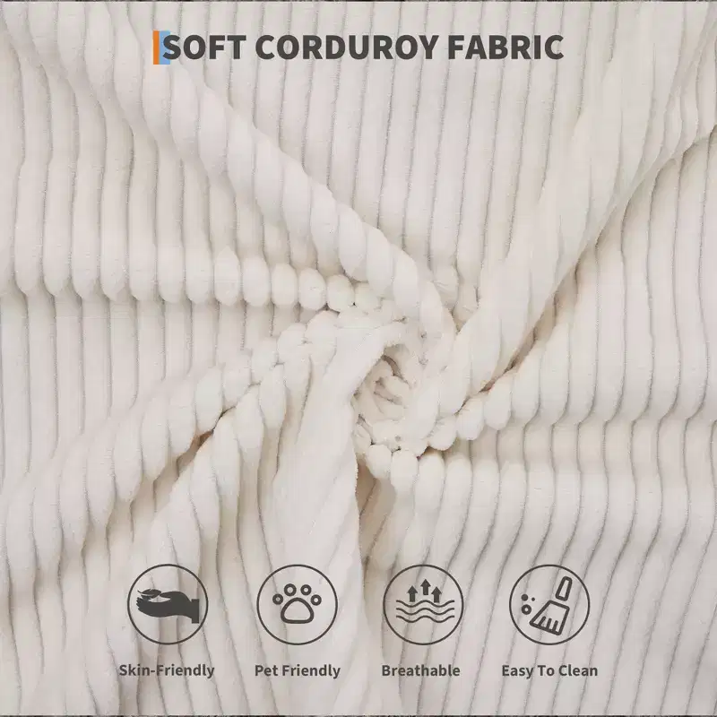 Canapé-lit convertible 4-en-1, matelas de sol pliant sans cadre en velours côtelé de 79 po avec oreiller, causeuse sans assemblage pour petit appartement