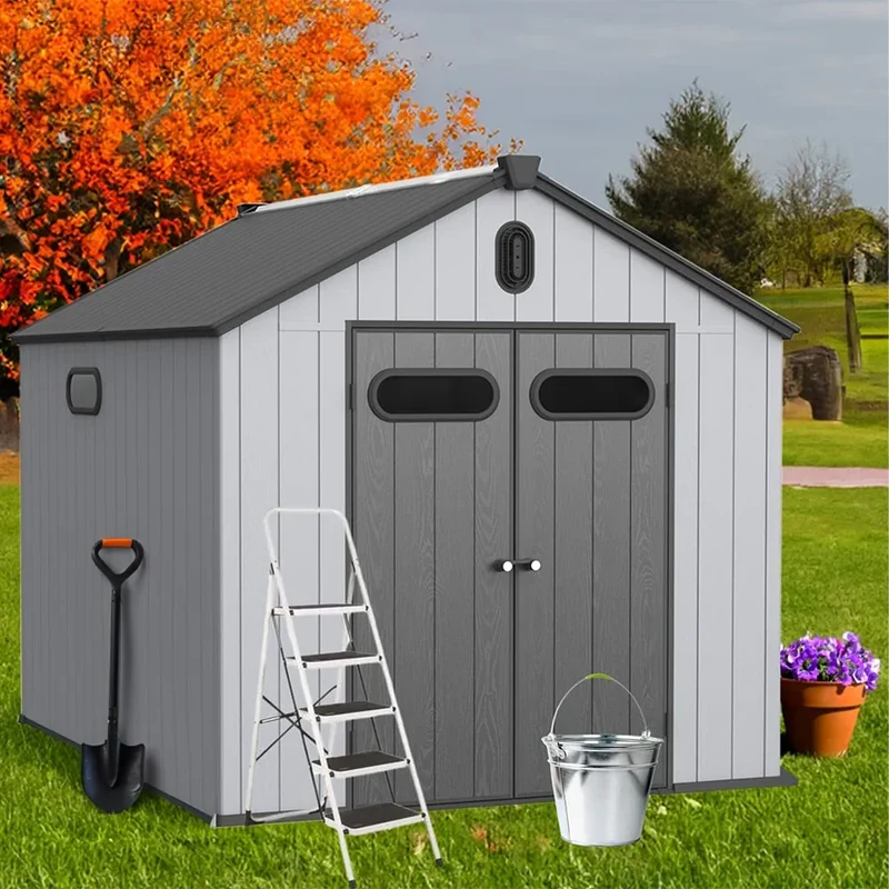 Abri de jardin en résine toutes saisons avec plancher, 1,8 m x 1,2 m/1,8 m x 2,4 m/2,4 m x 1,8 m/2,4 m x 3 m, Spire Tool Shed