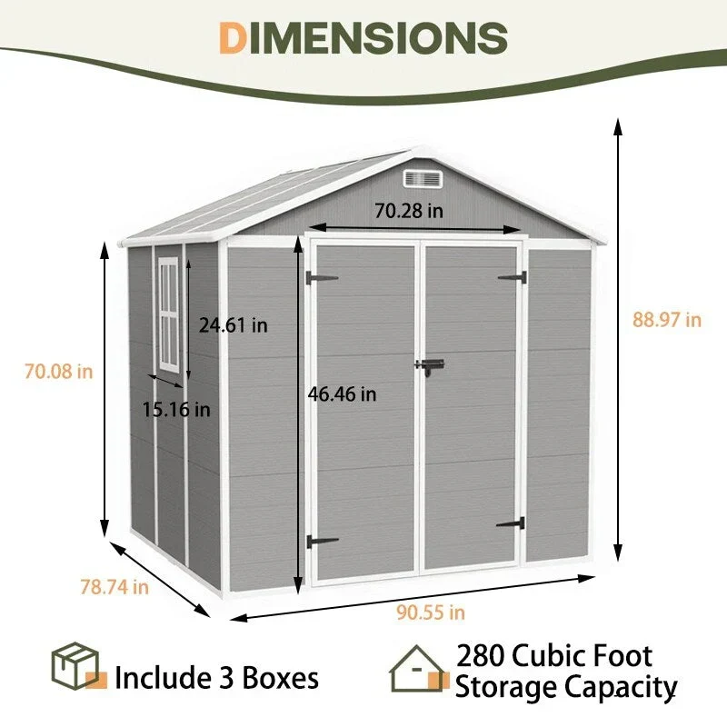 Abri de jardin en résine toutes saisons avec plancher, 1,8 m x 1,2 m/1,8 m x 2,4 m/2,4 m x 1,8 m/2,4 m x 3 m, Spire Tool Shed